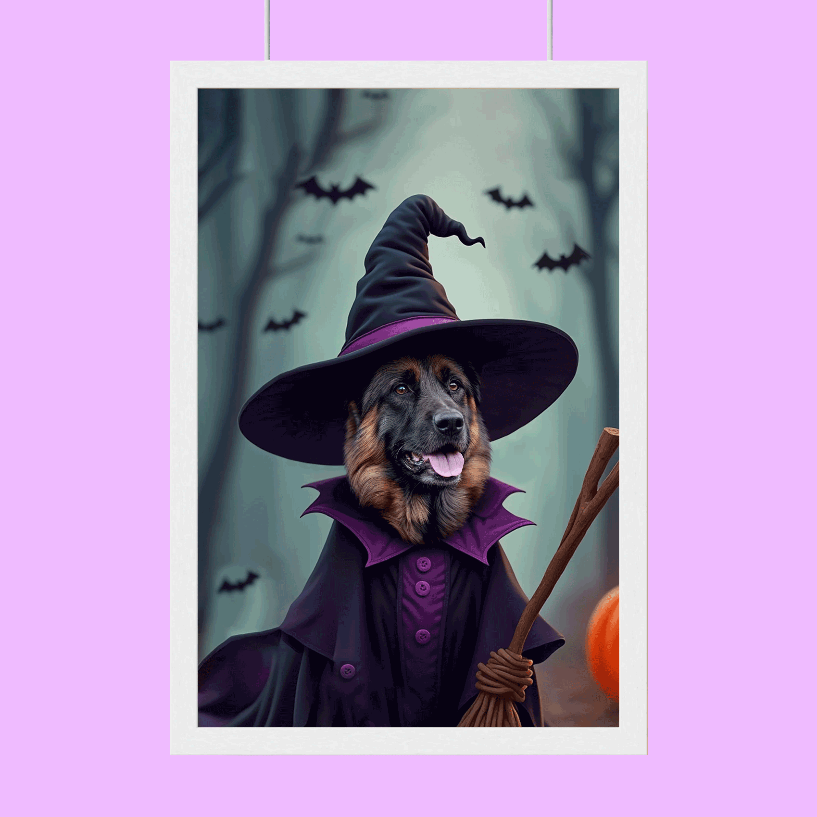 Pet Witch Halloween Pet Portrait - Custom Pet Portrait